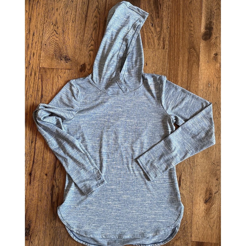 Reebok Performance Hoodie Womens Small Blue/Gray Space Dye Thumbhole Excellent